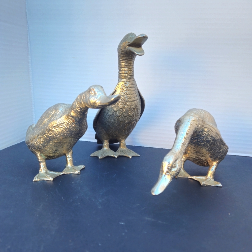 Silver plated duck sculpture